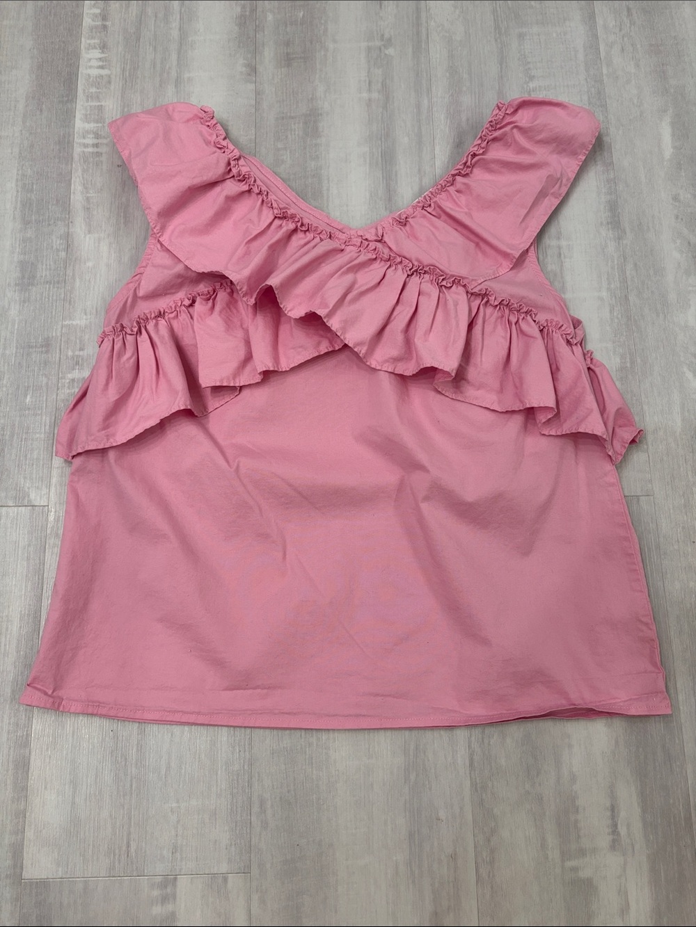 Michelle McDowell Ruffled Pink Tank Top with V-Back Large